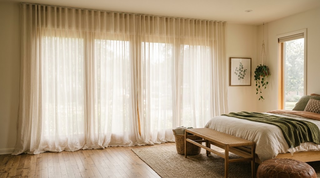 Floor-to-Ceiling Sheer Unlined Linen Window Drapery